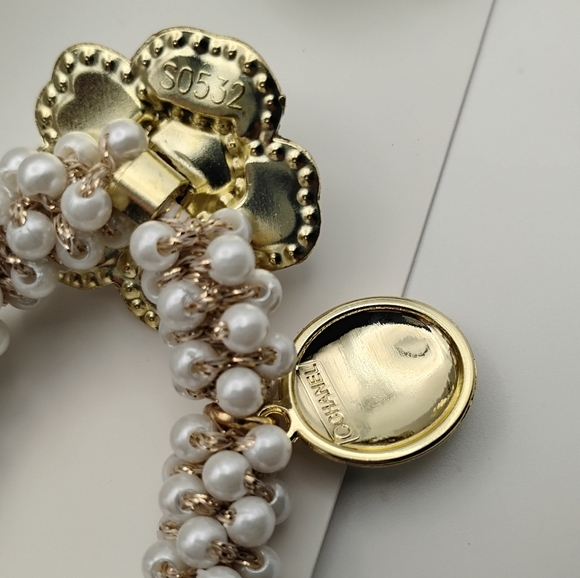 CHANEL Gold and White Floral Pearl Hair Bands Set Serial# On Both - Picture 2 of 3
